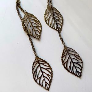 Bronze tone metal leaf dangle earrings